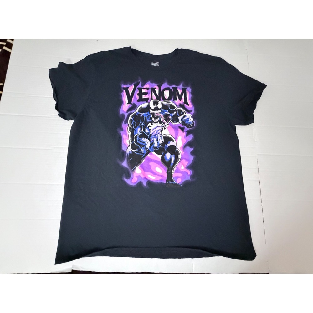Marvel Venom Graphic T-Shirt Mens 2XL Black Purple Comic Print Cotton Tee